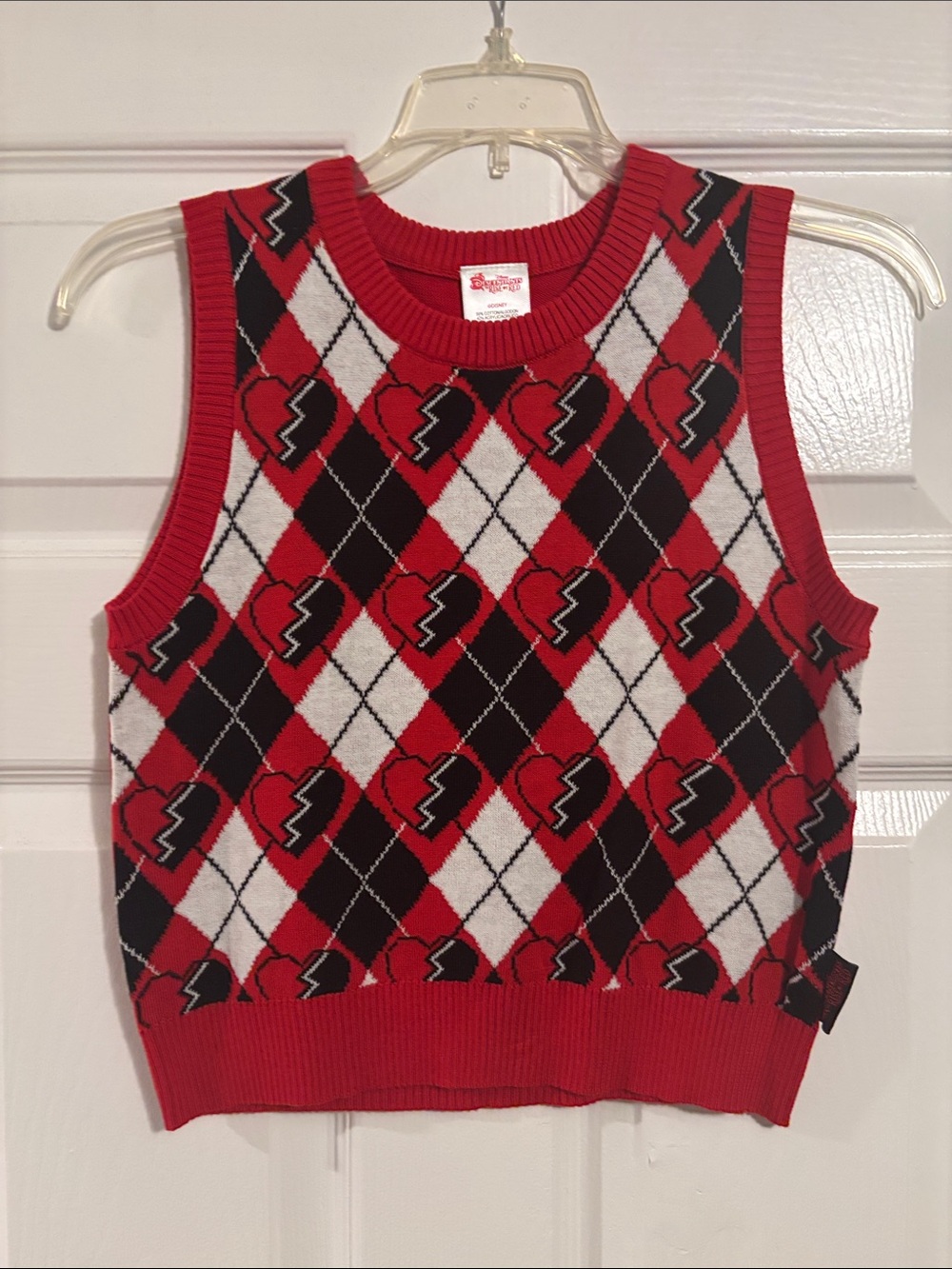 Red Argyle Heart Knit Vest
